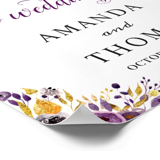 Rustige Paarse goudbekistingen Welkomstbord Poster (Hoek)