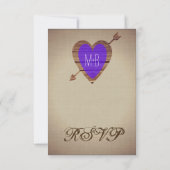 Rustige Paarse Heart Arrow Wedding RSVP-kaarten RSVP Kaartje (Achterkant)