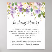 Rustige Paarse herdenkingsgebaar voor Floral Weddi Poster (Voorkant)