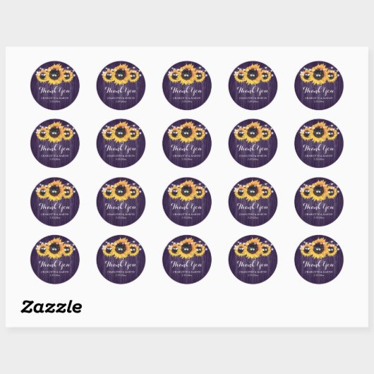 Rustige Paarse houten zonnebloem Weddenschap Ronde Sticker (Vel)