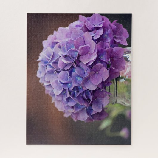 Rustige Paarse hydrangea op foto van Mason Jar Legpuzzel (Verticaal)