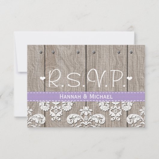 Rustige Paarse Hydrangea Wedding RSVP-reactiekaart RSVP Kaartje (Voorkant)