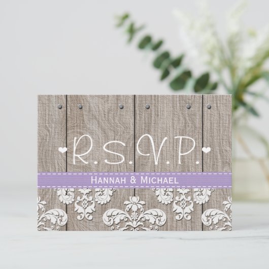 Rustige Paarse Hydrangea Wedding RSVP-reactiekaart RSVP Kaartje (Staand voorkant)