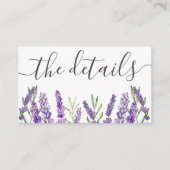 Rustige Paarse lavender Wedding Details Informatiekaartje (Voorkant)