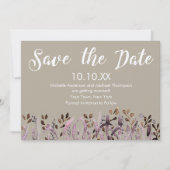 Rustige Paarse Leaf Save the Date Kaart (Voorkant)