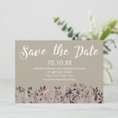 Rustige Paarse Leaf Save the Date Kaart (Staand voorkant)