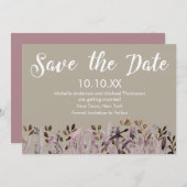 Rustige Paarse Leaf Save the Date Kaart (Voorkant / Achterkant)