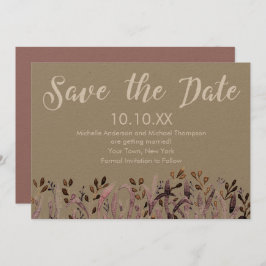 Rustige Paarse Leaf Save the Date Kaart
