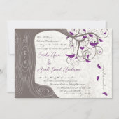 Rustige Paarse liefdesvogelantische boombruiloft Kaart (Voorkant)