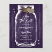 Rustige Paarse Mason Jar Fall Wedding Save the Dat Aankondigingskaart (Voorkant)