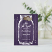Rustige Paarse Mason Jar Fall Wedding Save the Dat Aankondigingskaart (Staand voorkant)