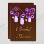 Rustige Paarse Mason Jars Bridal Shower Kaart (Voorkant / Achterkant)