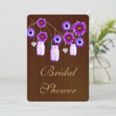 Rustige Paarse Mason Jars Bridal Shower Kaart (Staand voorkant)