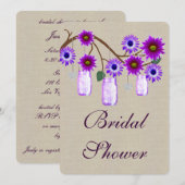 Rustige Paarse Mason Jars Bridal Shower Kaart (Voorkant / Achterkant)