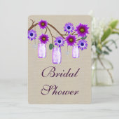 Rustige Paarse Mason Jars Bridal Shower Kaart (Staand voorkant)