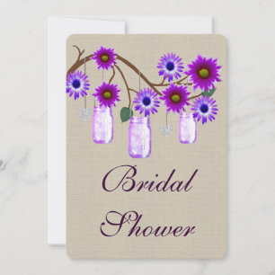 Rustige Paarse Mason Jars Bridal Shower Kaart
