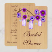 Rustige Paarse Mason Jars Bridal Shower Kaart (Voorkant / Achterkant)