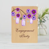 Rustige Paarse Mason Jars Engagement Party nodigt Kaart (Staand voorkant)