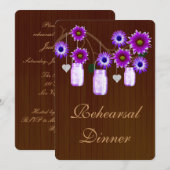 Rustige Paarse Mason Jars Rehearsal Dinner Invite Kaart (Voorkant / Achterkant)