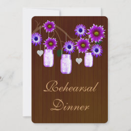 Rustige Paarse Mason Jars Rehearsal Dinner Invite Kaart