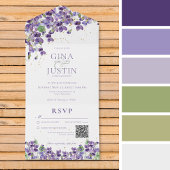 Rustige Paarse overvallen Goudsparkle QR-code All In One Uitnodiging