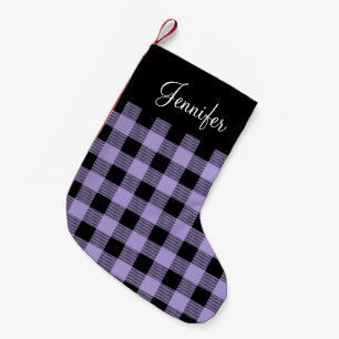 Rustige Paarse Plaid Naam Kleine Kerstsok