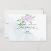 Rustige Paarse Roos Eucalyptus Leaves Baptism Foto Bedankkaart (Voorkant)