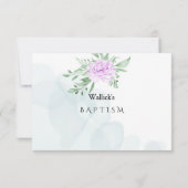 Rustige Paarse Roos Eucalyptus Leaves Baptism Foto Bedankkaart (Achterkant)