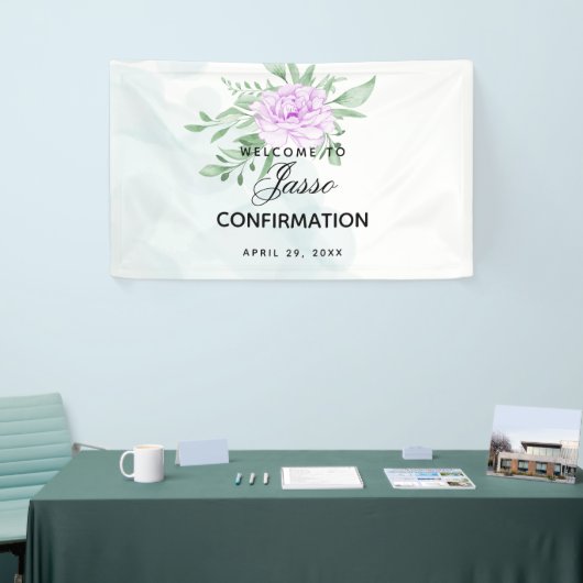 Rustige Paarse Roos Eucalyptusbevestiging Spandoek (Beurs)