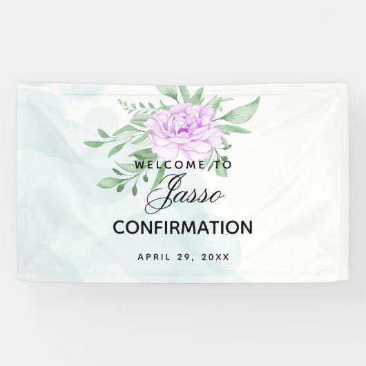 Rustige Paarse Roos Eucalyptusbevestiging Spandoek (Horizontaal)