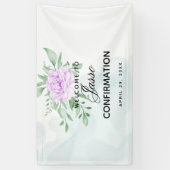 Rustige Paarse Roos Eucalyptusbevestiging Spandoek (Verticaal)