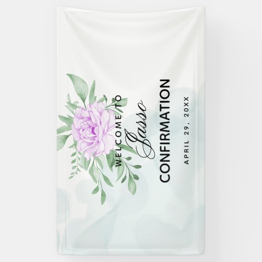 Rustige Paarse Roos Eucalyptusbevestiging Spandoek (Verticaal)