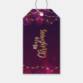 Rustige Paarse roze gouden neon prettige kerstcade Cadeaulabel (Voorkant)