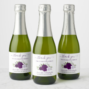Rustige Paarse Rozen Weddenschap Hartelijk dank Sparkling Wijnetiket