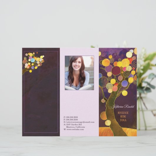 Rustige Paarse Trees Tri Fold Business Brochure (Staand voorkant)