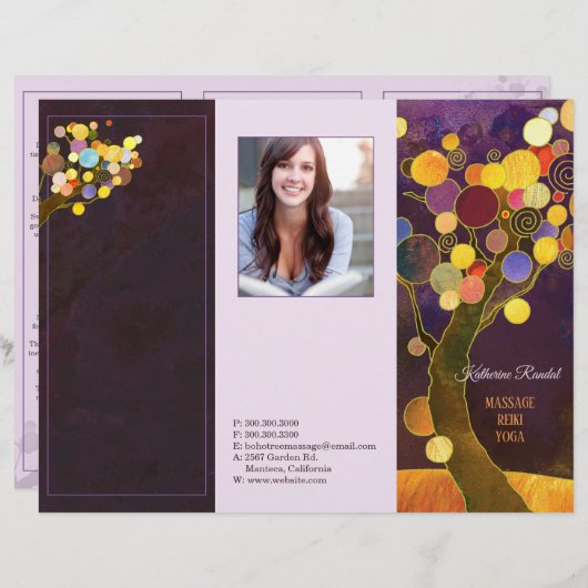Rustige Paarse Trees Tri Fold Business Brochure (Voorkant / Achterkant)