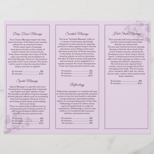 Rustige Paarse Trees Tri Fold Business Brochure (Achterkant)