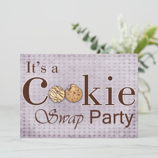Rustige paarse uitnodiging voor Cookie-ruilfeest (Staand voorkant)