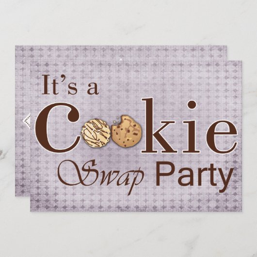 Rustige paarse uitnodiging voor Cookie-ruilfeest (Voorkant / Achterkant)