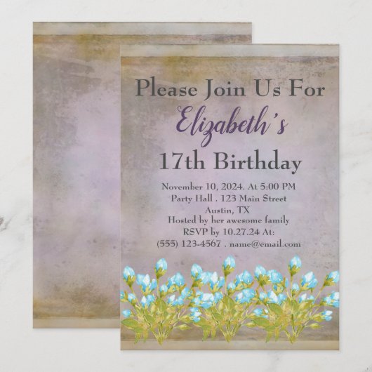 Rustige Paarse verjaardag Kaart (Voorkant / Achterkant)