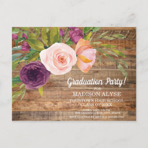 Rustige Paarse Waterverf Floral Ivory Afstuderen Briefkaart