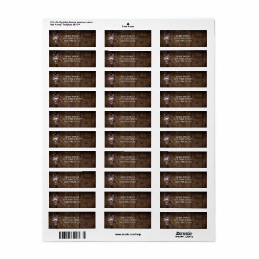 Rustige Paarse Waterverf Mason Jar Barn Wood Etiket (Full Sheet)