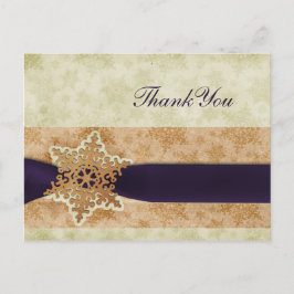 Rustige paarse winterbruiloft Dank u Briefkaart