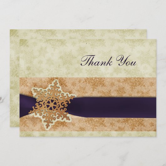 Rustige paarse winterbruiloft Dank u Kaart (Voorkant / Achterkant)