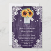 Rustige Paarse Wood Lace Sunflower Wedding Invites Kaart (Voorkant)