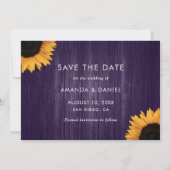 Rustige Paarse zonnebloem bespaart de datum-fotoka Save The Date (Achterkant)