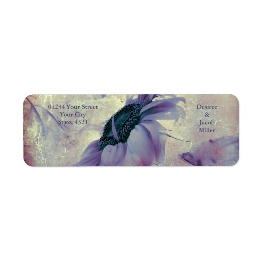 Rustige Paarse zonnebloem - bruiloft Etiket (Voorkant)