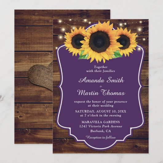 Rustige Paarse zonnebloem - Grieks huwelijk Kaart (Voorkant / Achterkant)