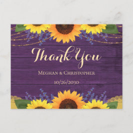 Rustige Paarse zonnebloem Weddenschap Bedankt Briefkaart