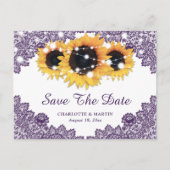Rustige Paarse Zonnebloem Weddenschap bespaart de  Aankondigingskaart (Voorkant)